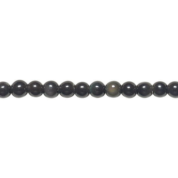 Grade A 20 x Perle Obsidienne Noire 4mm